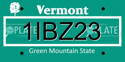 1IBZ23 Vermont License Plate