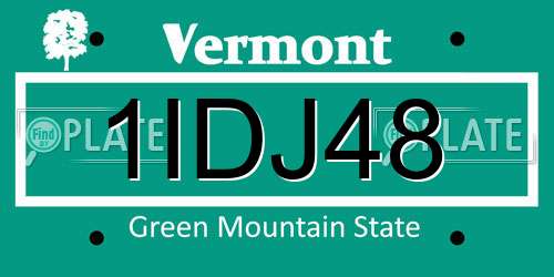 1IDJ48 Vermont License Plate
