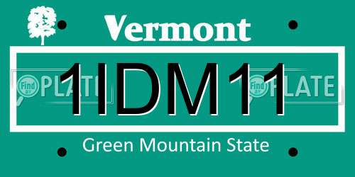 1IDM11 Vermont License Plate
