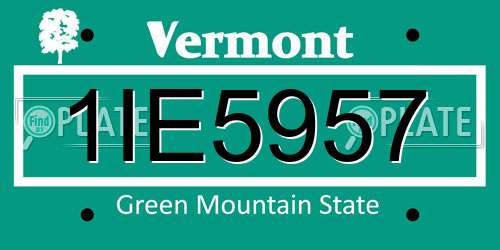 1IE5957 Vermont License Plate