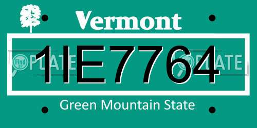 1IE7764 Vermont License Plate