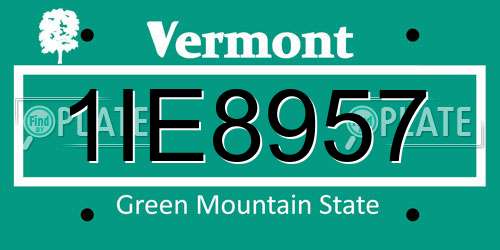 1IE8957 Vermont License Plate