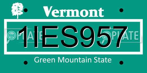 1IES957 Vermont License Plate