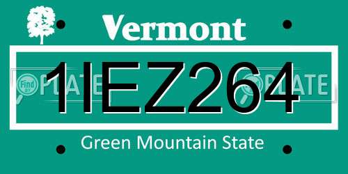 1IEZ264 Vermont License Plate