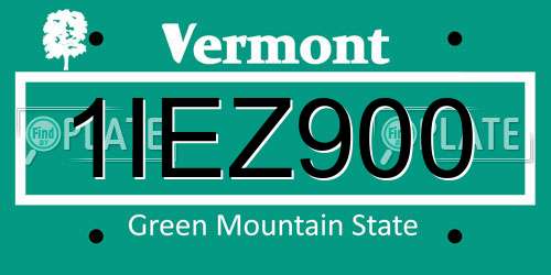 1IEZ900 Vermont License Plate