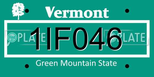 1IF046 Vermont License Plate