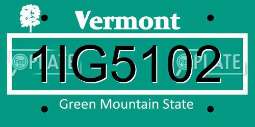 1IG5102 Vermont License Plate