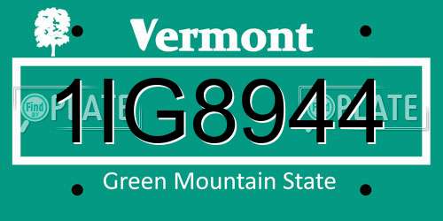 1IG8944 Vermont License Plate