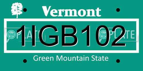 1IGB102 Vermont License Plate