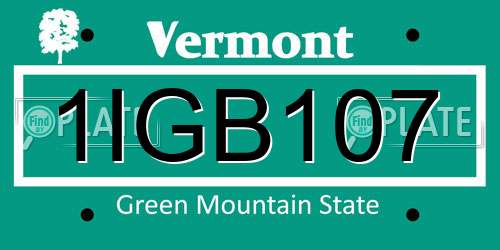 1IGB107 Vermont License Plate