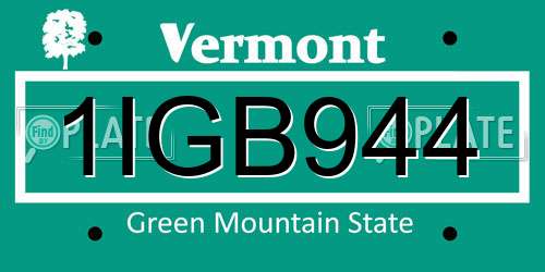 1IGB944 Vermont License Plate