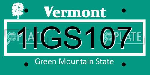 1IGS107 Vermont License Plate