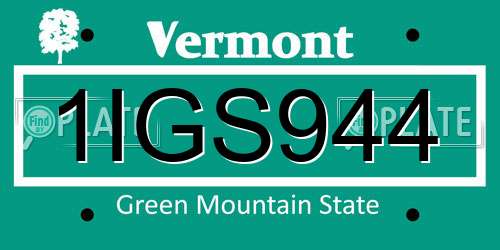 1IGS944 Vermont License Plate