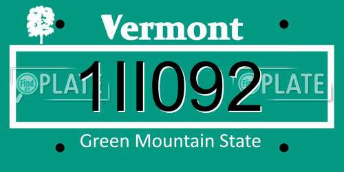1II092 Vermont License Plate