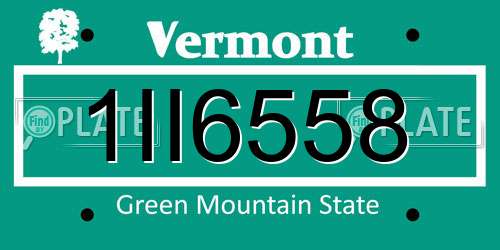 1II6558 Vermont License Plate
