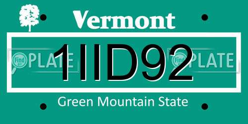 1IID92 Vermont License Plate