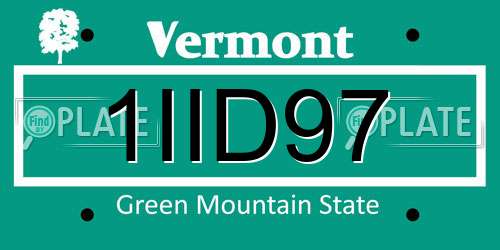 1IID97 Vermont License Plate