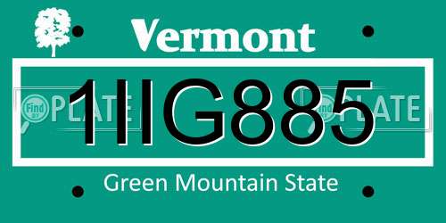 1IIG885 Vermont License Plate