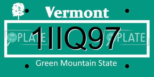 1IIQ97 Vermont License Plate