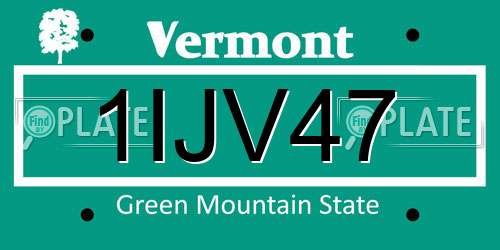 1IJV47 Vermont License Plate