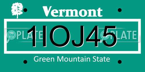1IOJ45 Vermont License Plate