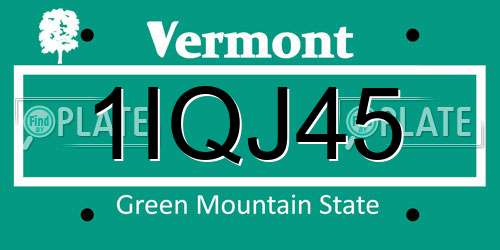 1IQJ45 Vermont License Plate