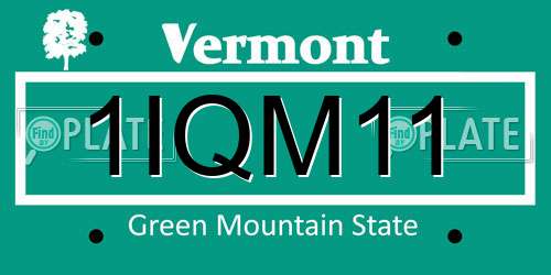 1IQM11 Vermont License Plate