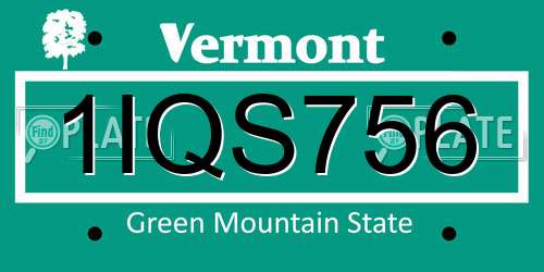 1IQS756 Vermont License Plate