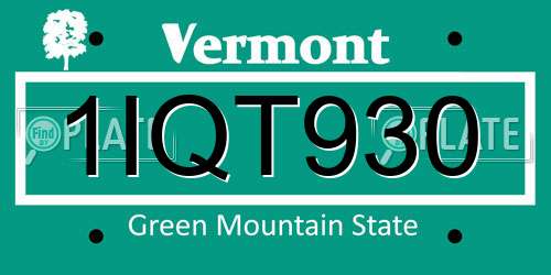 1IQT930 Vermont License Plate