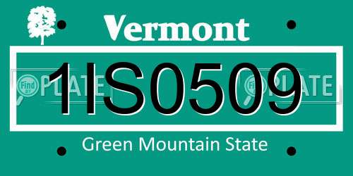 1IS0509 Vermont License Plate