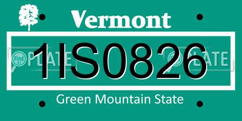 1IS0826 Vermont License Plate