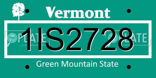 1IS2728 Vermont License Plate