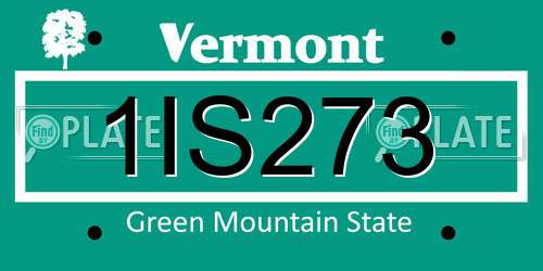 1IS273 Vermont License Plate