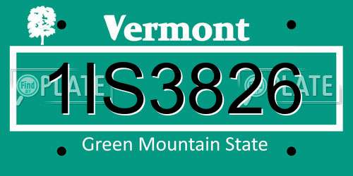 1IS3826 Vermont License Plate