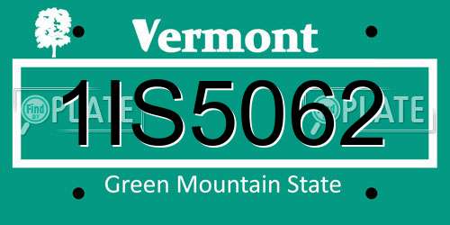 1IS5062 Vermont License Plate