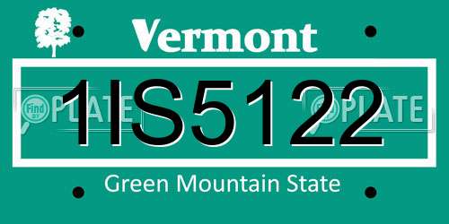 1IS5122 Vermont License Plate
