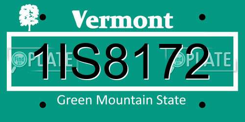1IS8172 Vermont License Plate