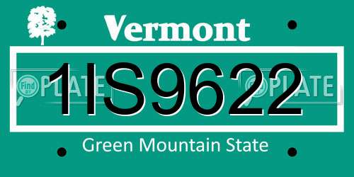 1IS9622 Vermont License Plate