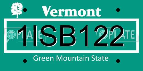1ISB122 Vermont License Plate