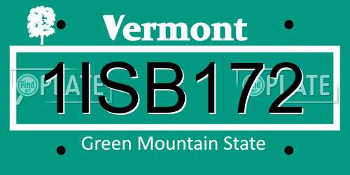 1ISB172 Vermont License Plate