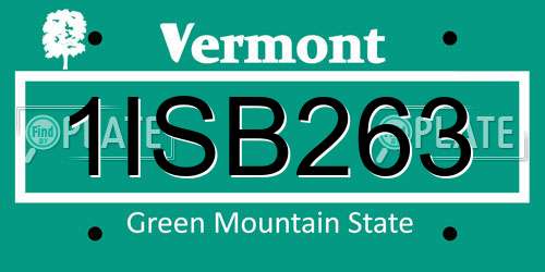 1ISB263 Vermont License Plate