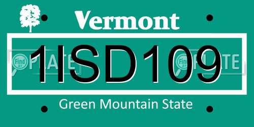 1ISD109 Vermont License Plate