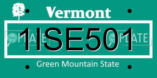 1ISE501 Vermont License Plate