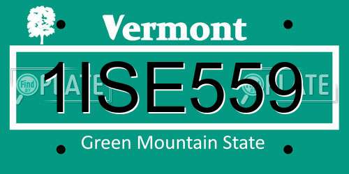 1ISE559 Vermont License Plate