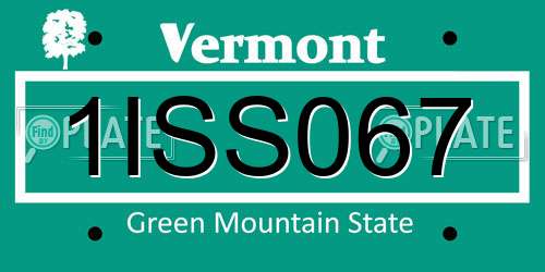 1ISS067 Vermont License Plate