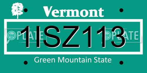 1ISZ113 Vermont License Plate
