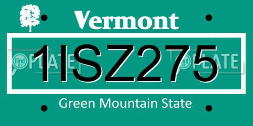 1ISZ275 Vermont License Plate