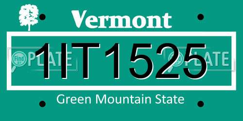 1IT1525 Vermont License Plate