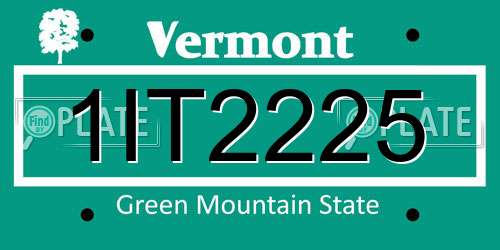 1IT2225 Vermont License Plate