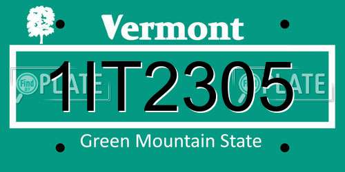 1IT2305 Vermont License Plate